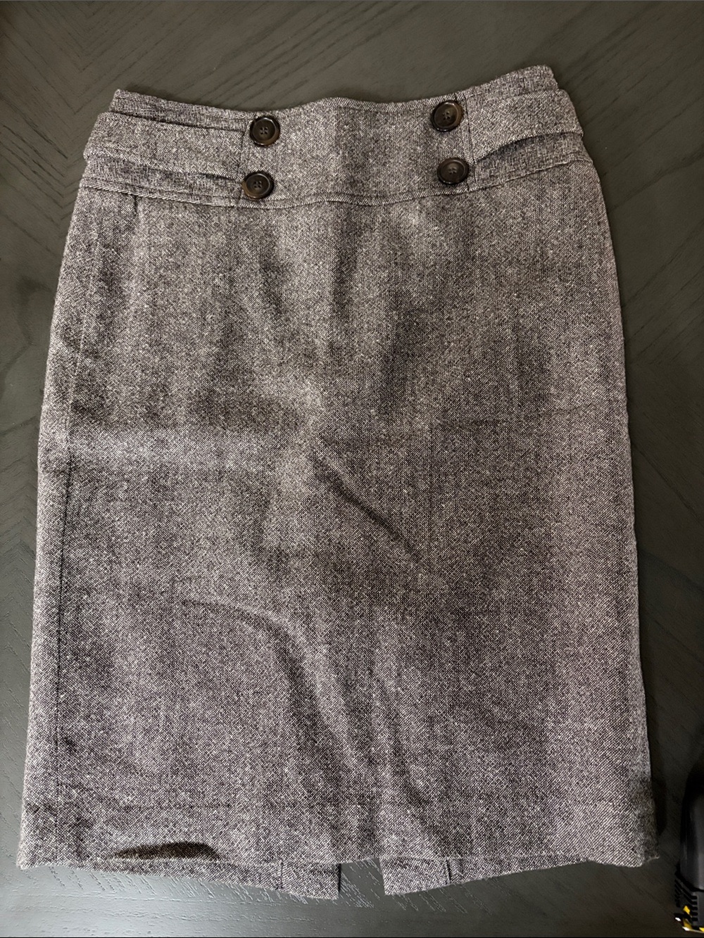 RW&CO. Gray Tweed Pencil Skirt with Button Waist